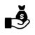 Hand holding Coin bag Icon